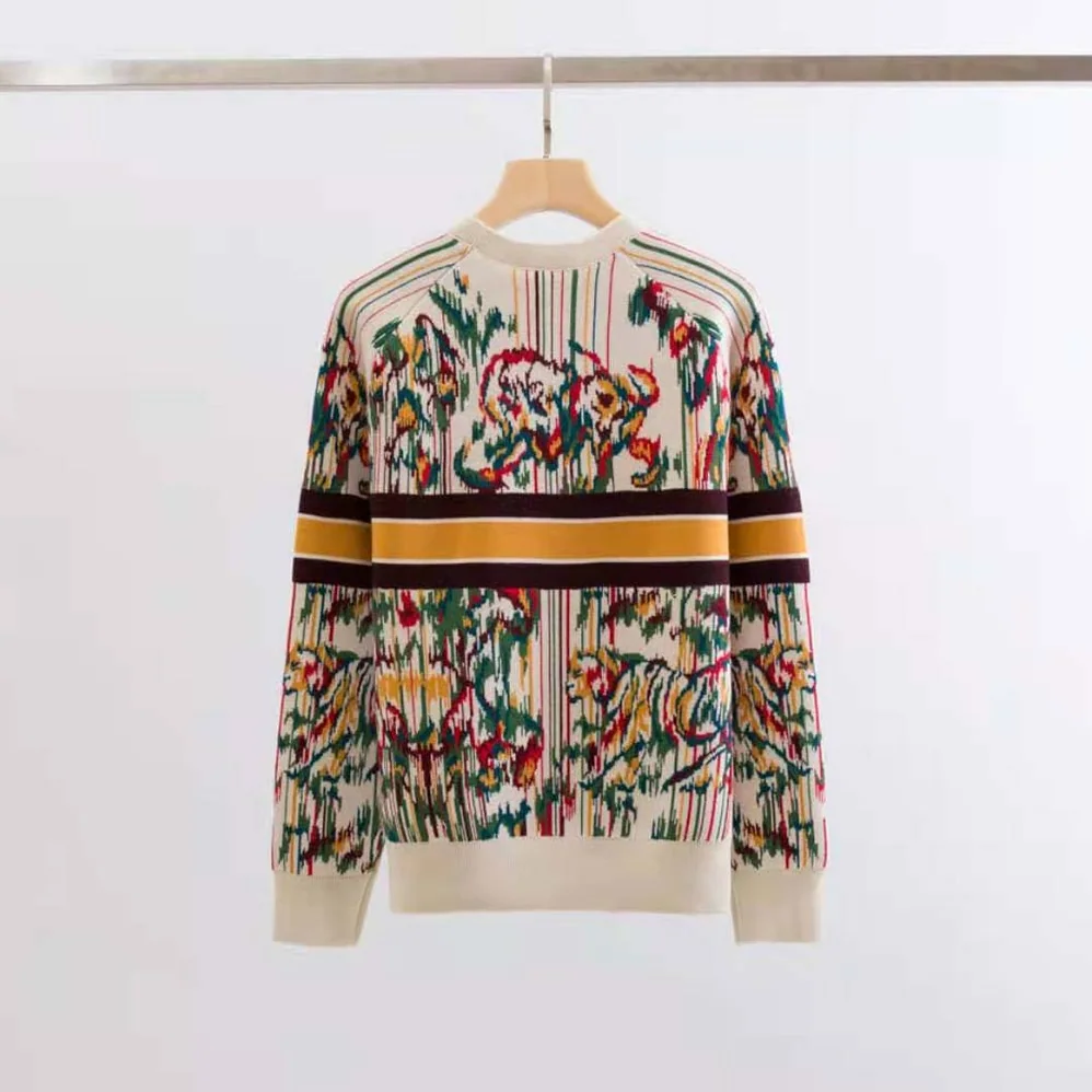 Dior Sweater Multicolor Stretch Cashmere and Wool with Toile de Jouy Motif for Women