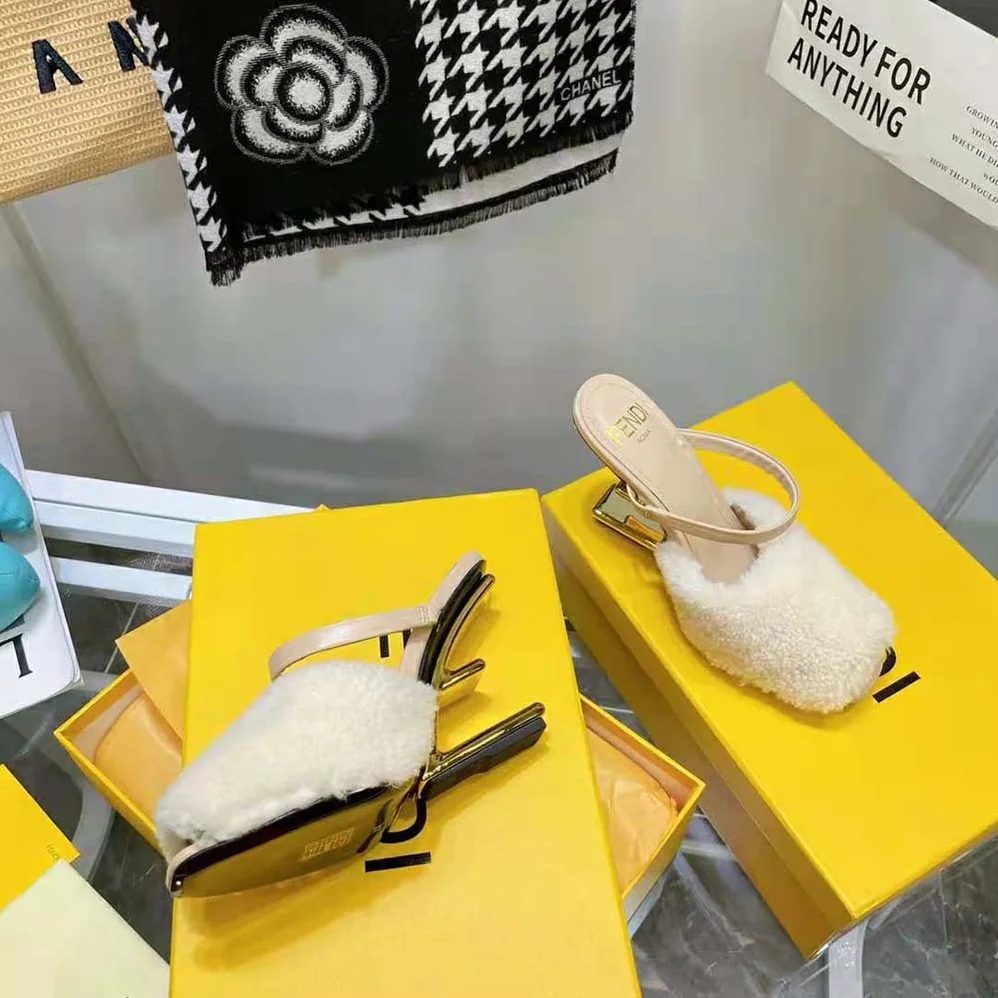 Fendi First White Sheepskin High for Women in Heeled Sandals Fendi First White Sheepskin High for Women in Heeled Sandals
