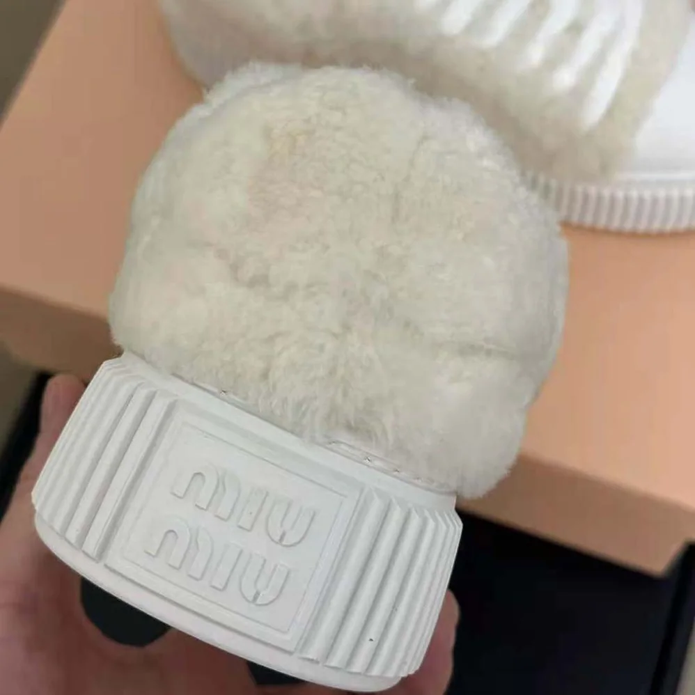 Miu Miu Shearling Sneakers with EVA Sole with Logo for Women