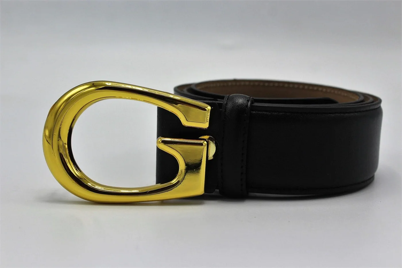 G Gold Buckle Leather Belt