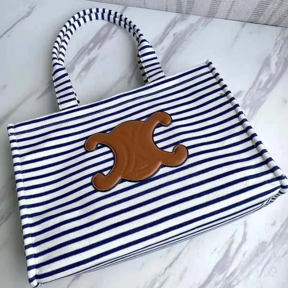Celine Large Cabas Thais in Striped Textile for Women Celine Large Cabas Thais in Striped Textile for Women