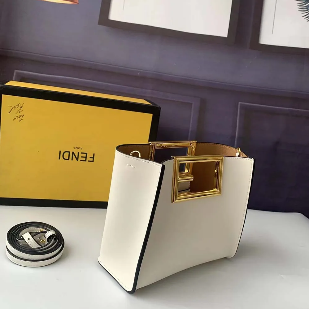 Fendi Way Small Made of Camellia-Colored Leather Bag for Women in White Fendi Way Small Made of Camellia-Colored Leather Bag for Women in White