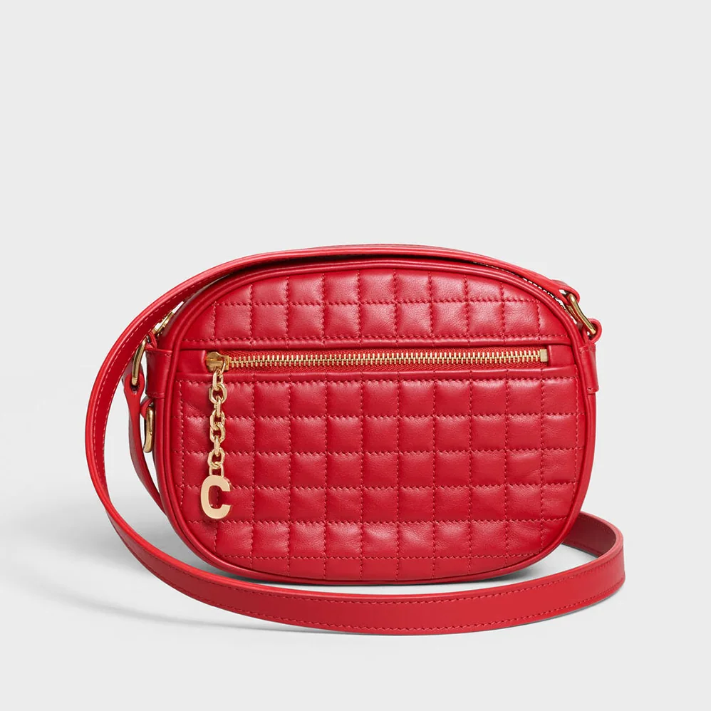 Celine Small C Charm Bag in Quilted Calfskin for Women in Red Celine Small C Charm Bag in Quilted Calfskin for Women in Red