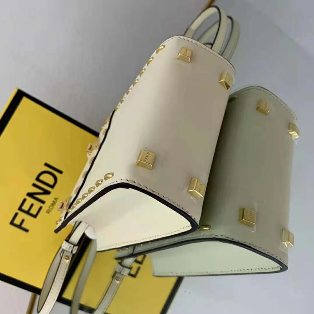 Fendi Mini Sunshine Shopper White Leather Mini Bag for Women Fendi Mini Sunshine Shopper White Leather Mini Bag for Women