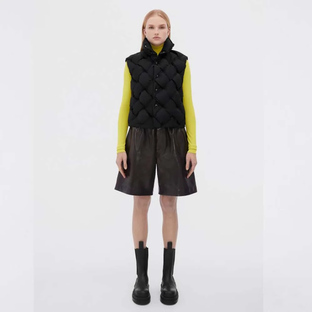Bottega Veneta Intreccio Tech Nylon Vest for Women in Black Bottega Veneta Intreccio Tech Nylon Vest for Women in Black