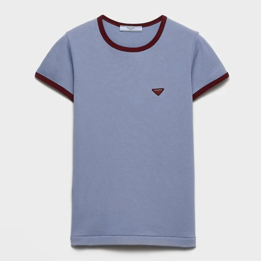 Prada Cotton T-Shirt for Women in Light Blue Prada Cotton T-Shirt for Women in Light Blue