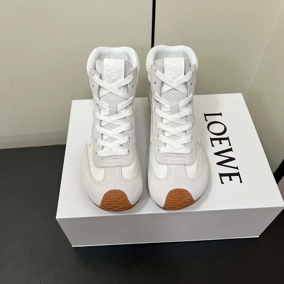 Loewe Ballet Runner 2.0 High-top in Nylon and Calfskin for Unisex in White