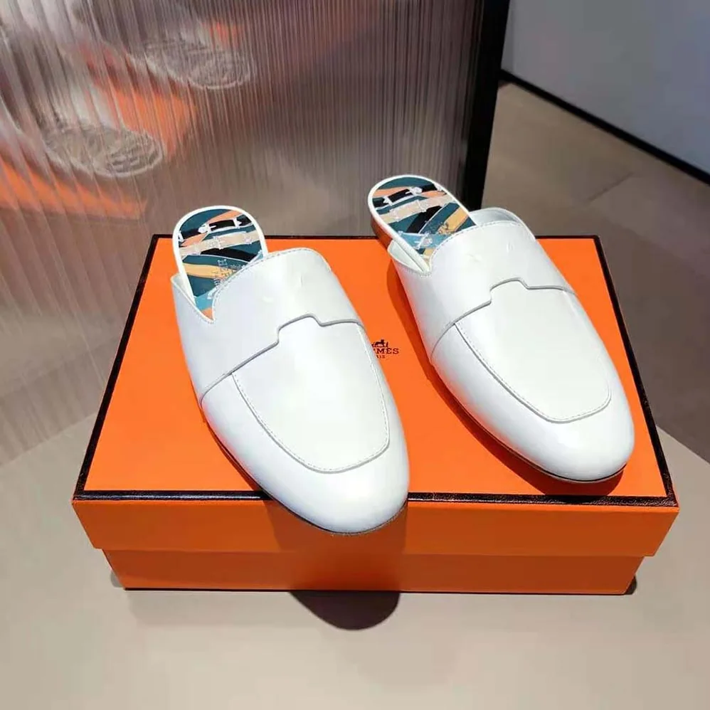 Hermes Catena Mule Mule in Supple Goatskin for Women in White Hermes Catena Mule Mule in Supple Goatskin for Women in White