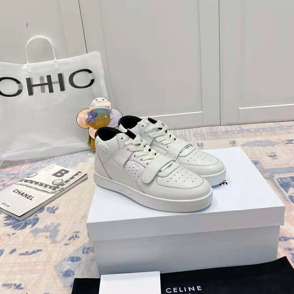 Celine CT-02 Mid Sneaker with Scratch in Calfskin for Women in Black Celine CT-02 Mid Sneaker with Scratch in Calfskin for Women in Black