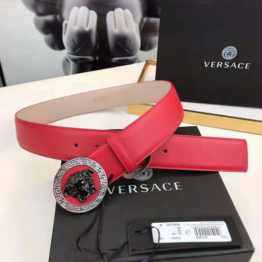 Versace Medusa Biggie Reversible Leather Belt for Men in Red Versace Medusa Biggie Reversible Leather Belt for Men in Red