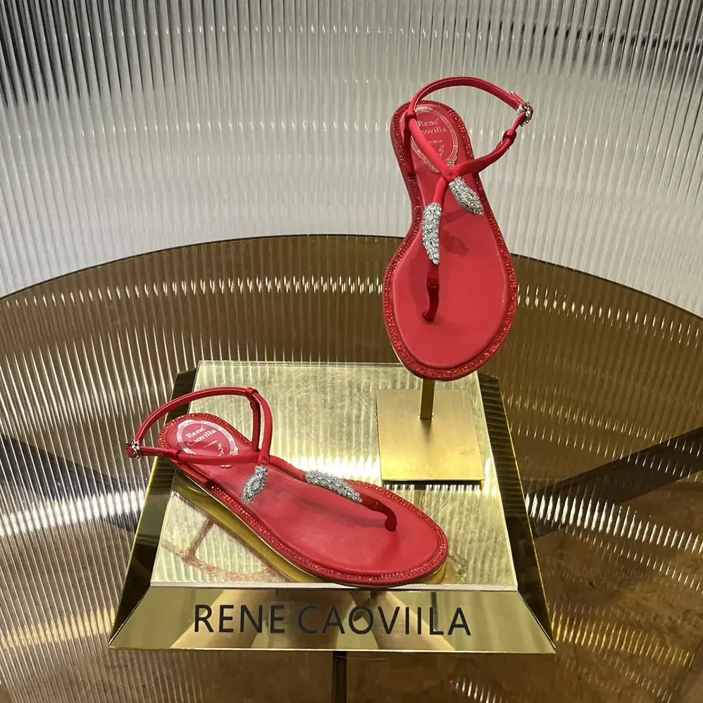 Rene Caovilla Serpente Red Thong Sandal 10 for Women