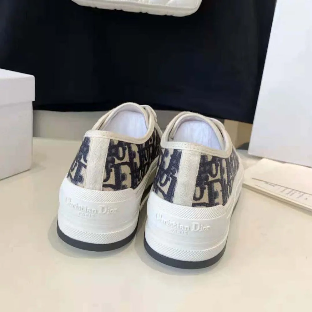 Dior Walk'n'dior Platform Sneaker Deep Blue Dior Oblique Embroidered Cotton for Women