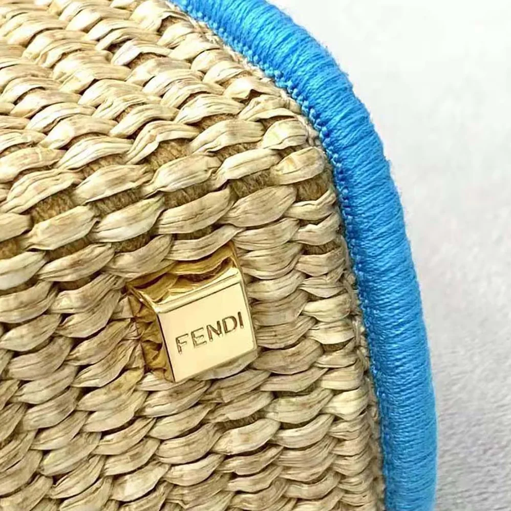Fendi Mini Sunshine Shopper Braided Straw Mini for Women in Bag Fendi Mini Sunshine Shopper Braided Straw Mini for Women in Bag