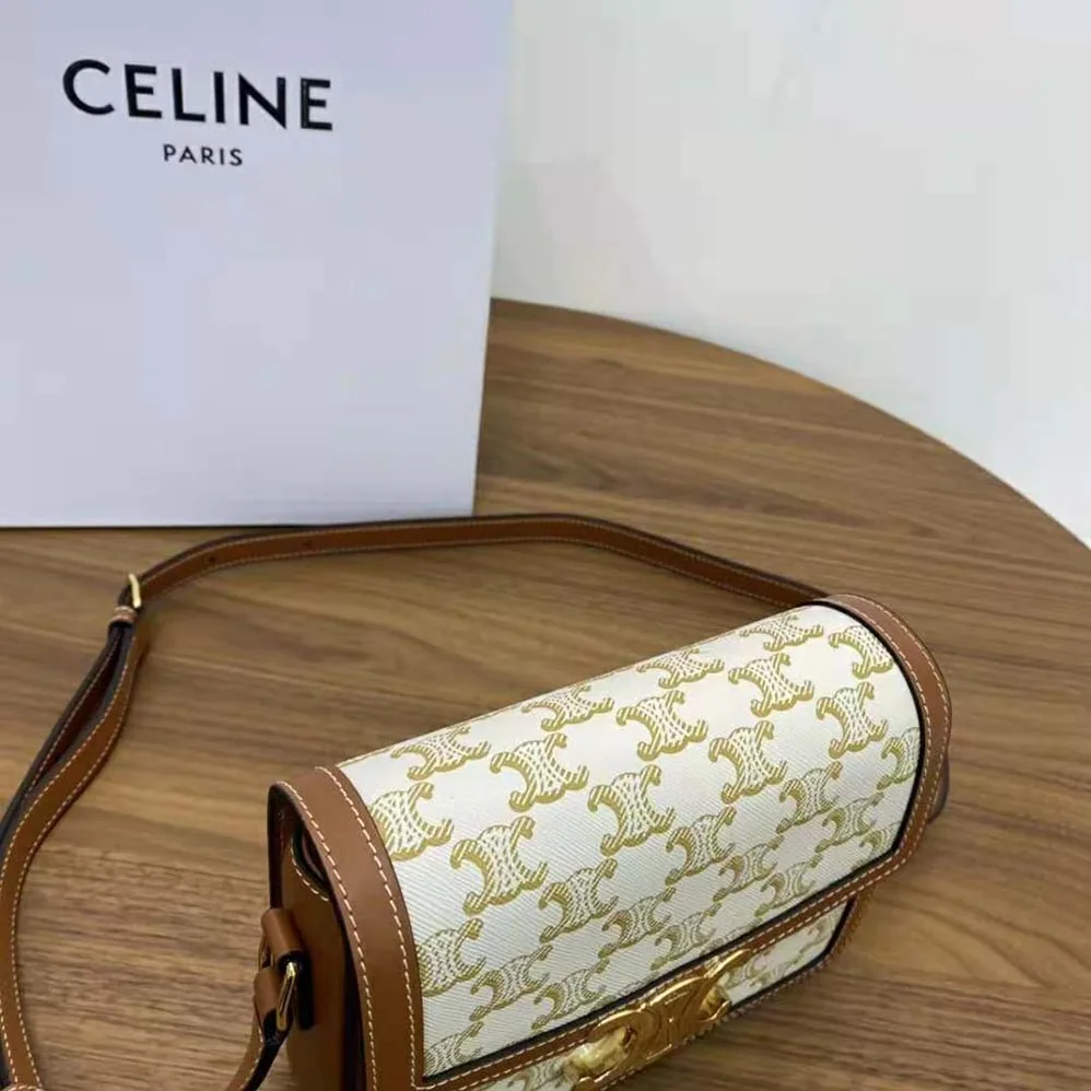 Celine Teen Triomphe Bag in Triomphe Canvas and Calfskin for Women