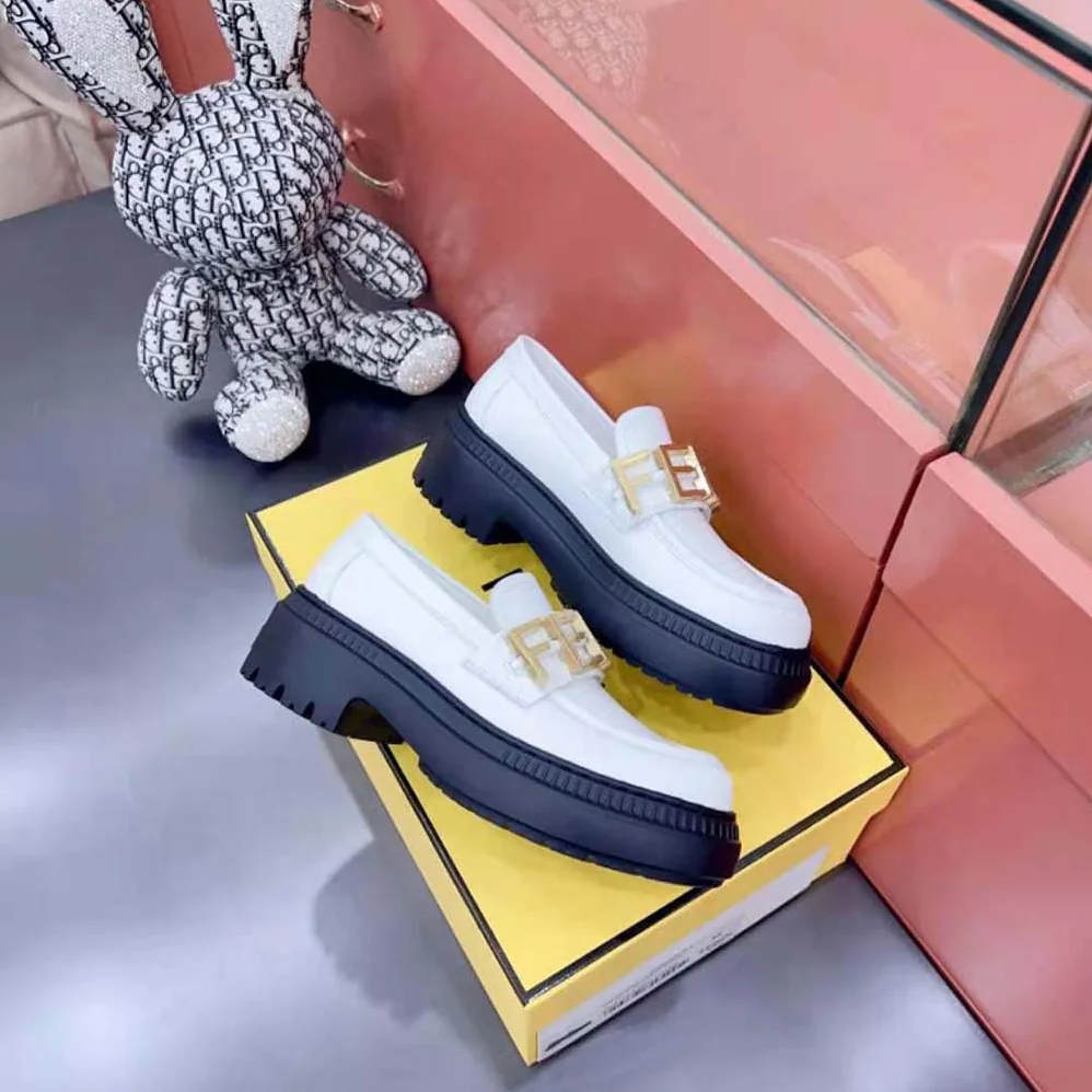 Fendi Fendigraphy White Leather Loafers for Women