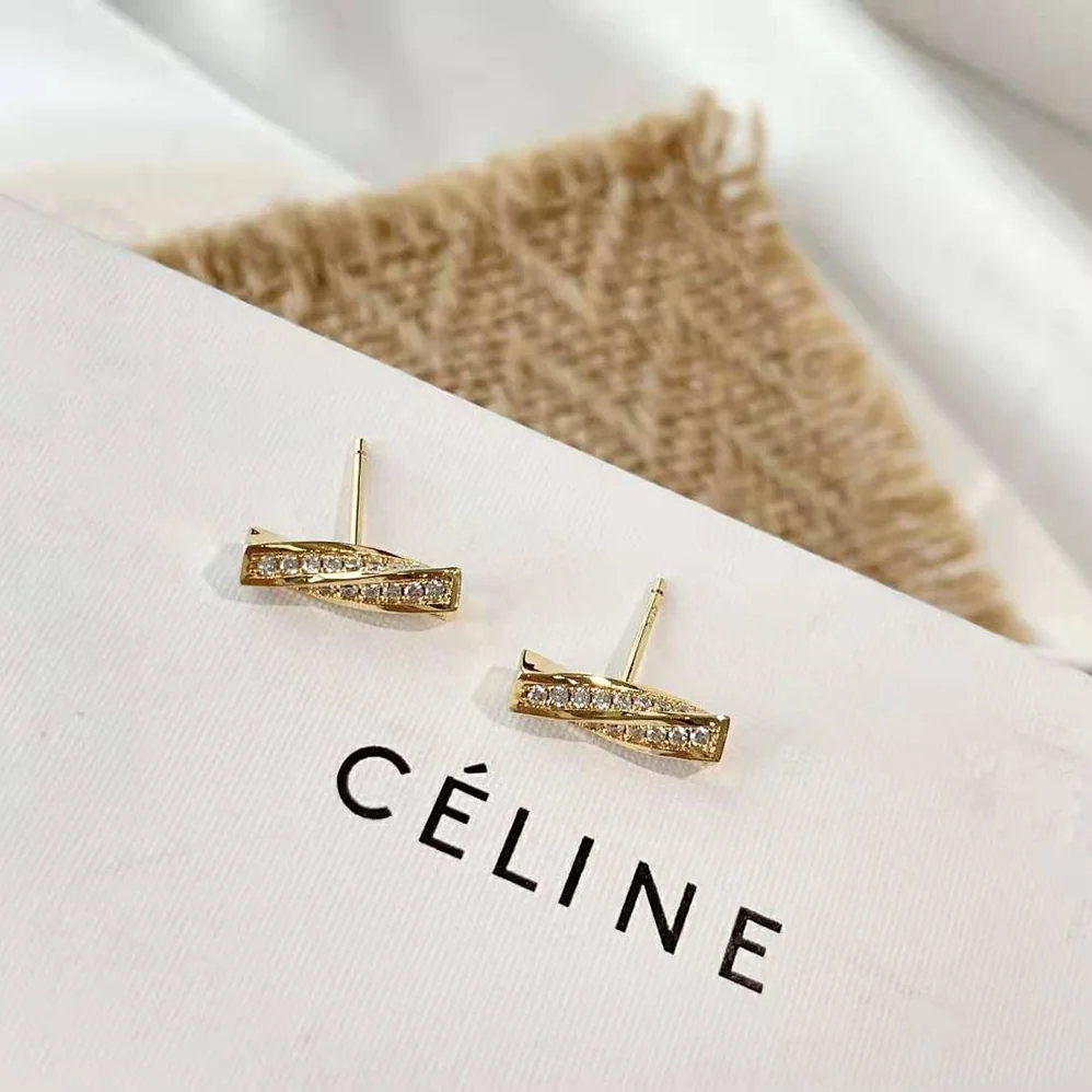 Celine Edwige Studs in Brass with Gold Finish and Crystals for Women Celine Edwige Studs in Brass with Gold Finish and Crystals for Women