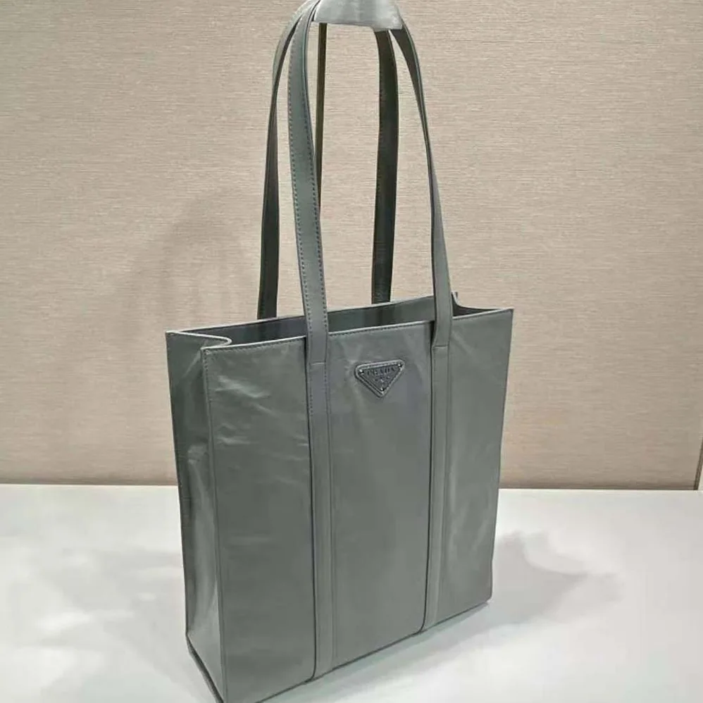 Prada Small Antique Nappa Leather Tote for Women in Gray