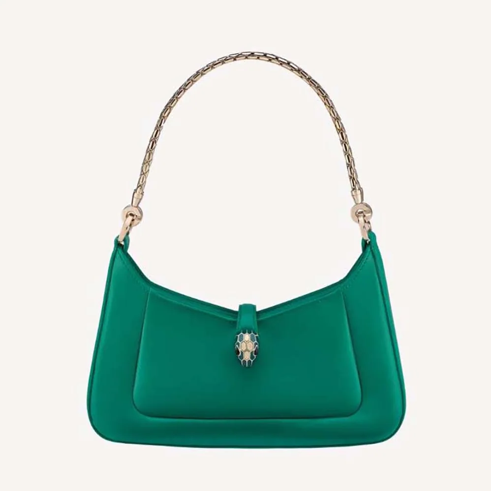 Bvlgari Serpenti Baia Small Shoulder Bag in Calf Leather for Women in Green Bvlgari Serpenti Baia Small Shoulder Bag in Calf Leather for Women in Green