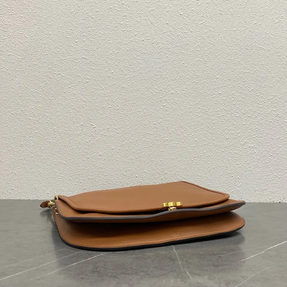 Celine Soft Triomphe Besace in Supple Shiny Lambskin for Women in Brown Celine Soft Triomphe Besace in Supple Shiny Lambskin for Women in Brown