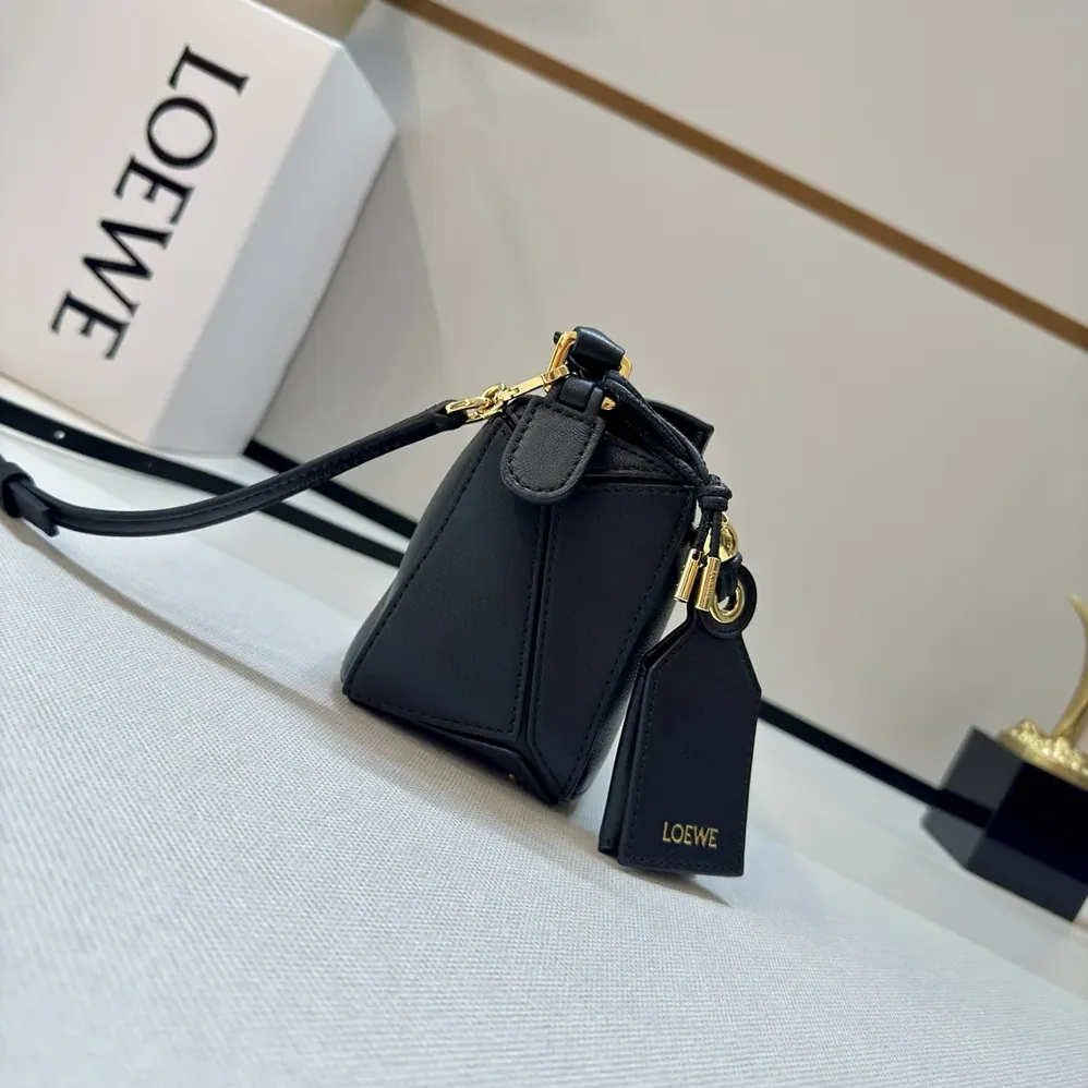 Loewe Small Featherlight Puzzle Bag in Nappa Lambskin for Unisex in Black