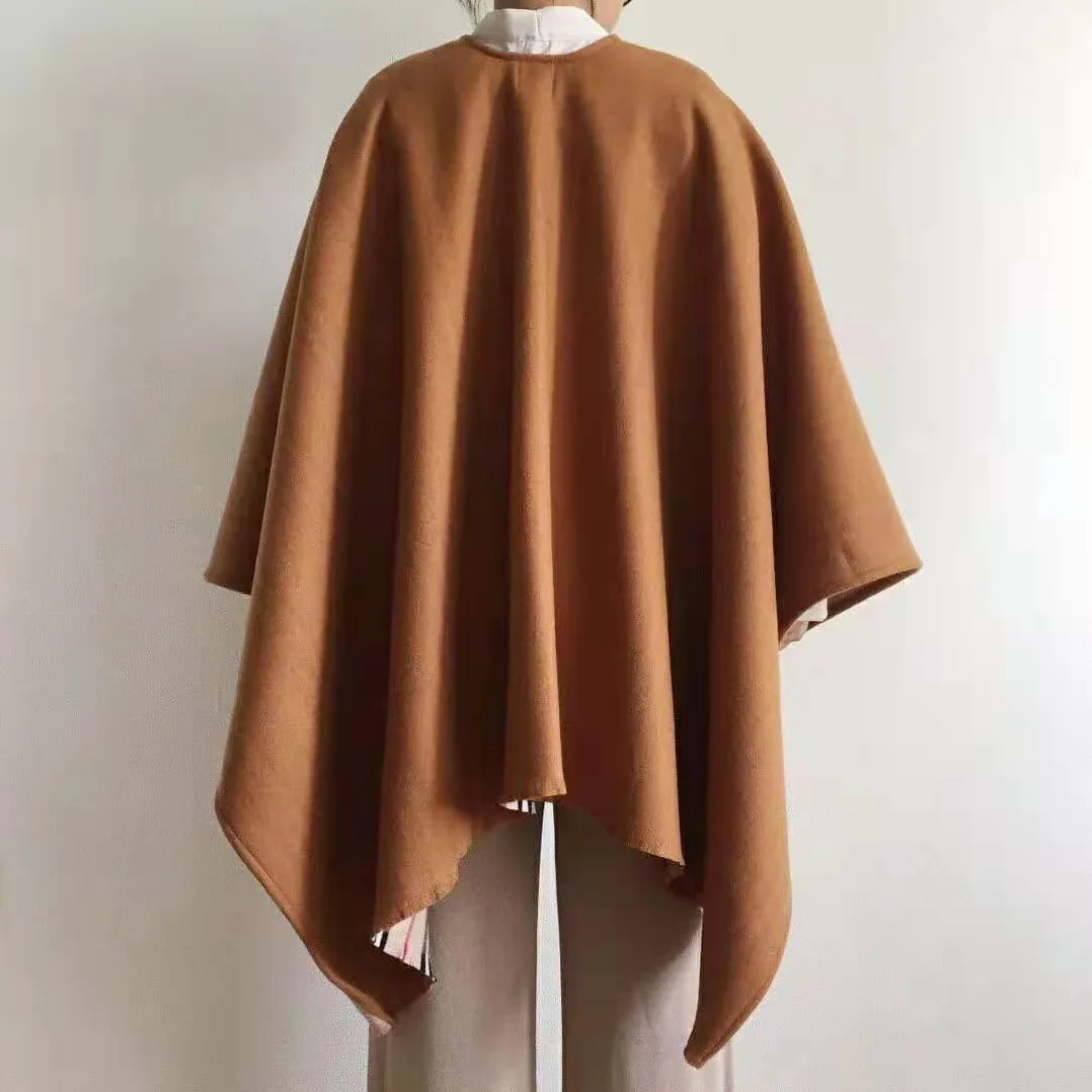 Burberry Lcon Stripe Detail Wool Cape for Women in Brown