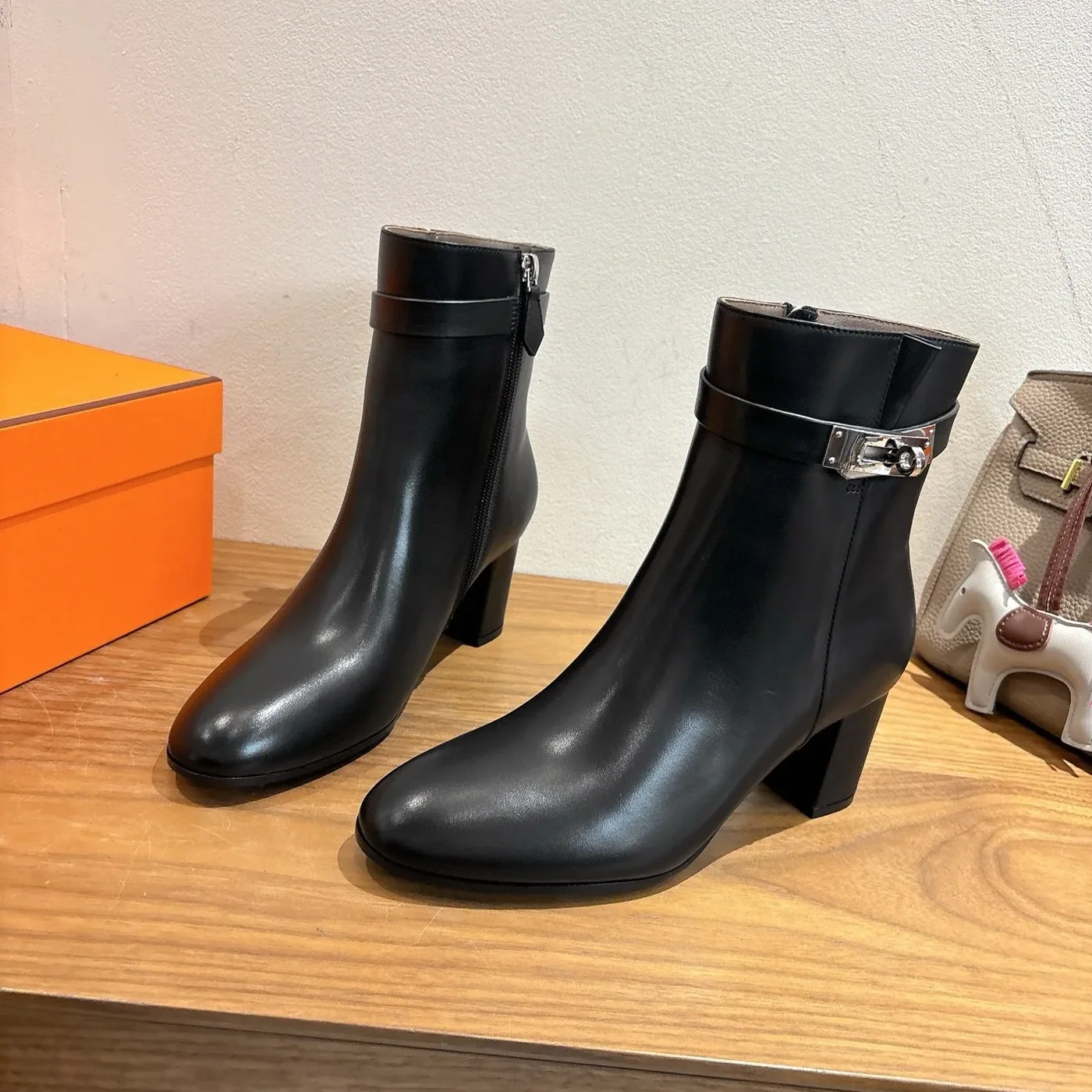 Hermes Saint Germain Ankle Boots Noir