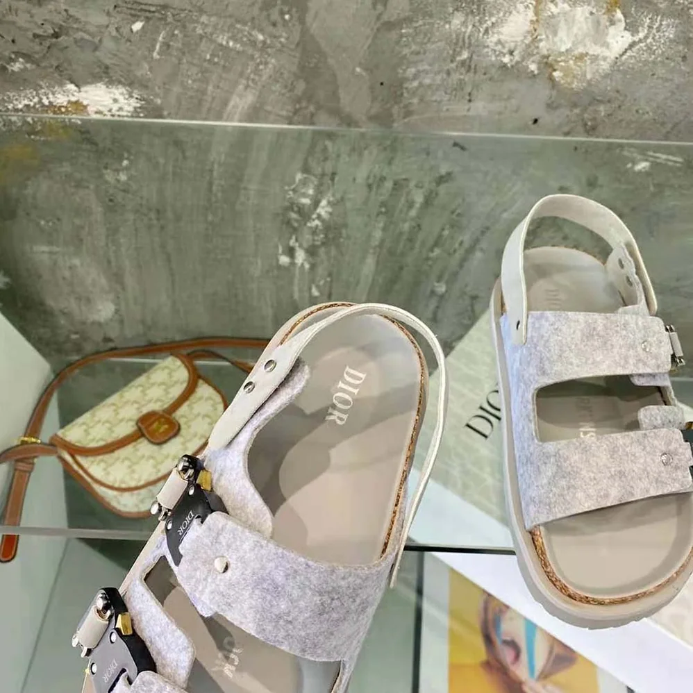 Dior Dior by Birkenstock Milano Sandal Dior Gray Felted Wool and Nubuck Calfskin for Men