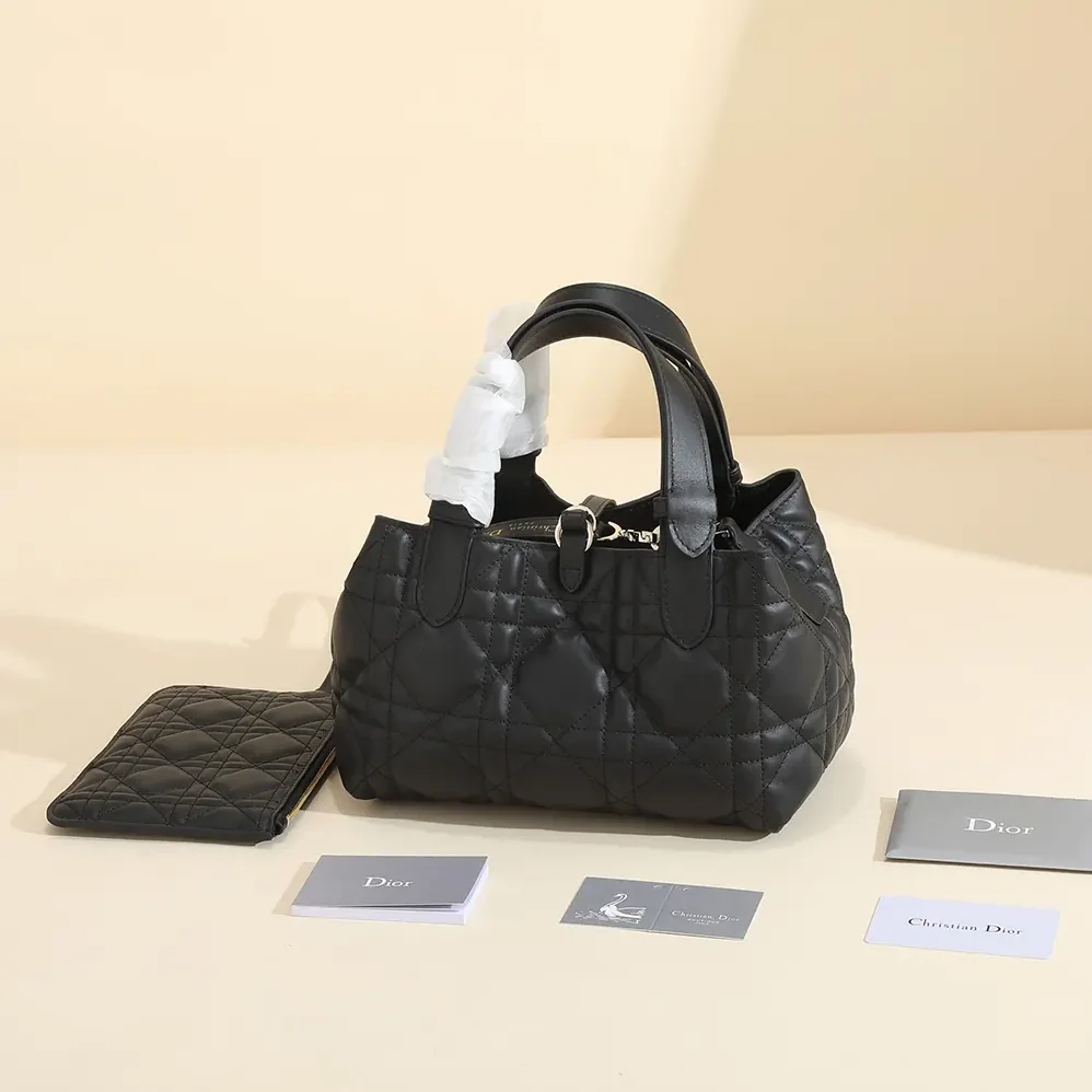 Dior Small Dior Toujours Bag Black Macrocannage Calfskin for Women