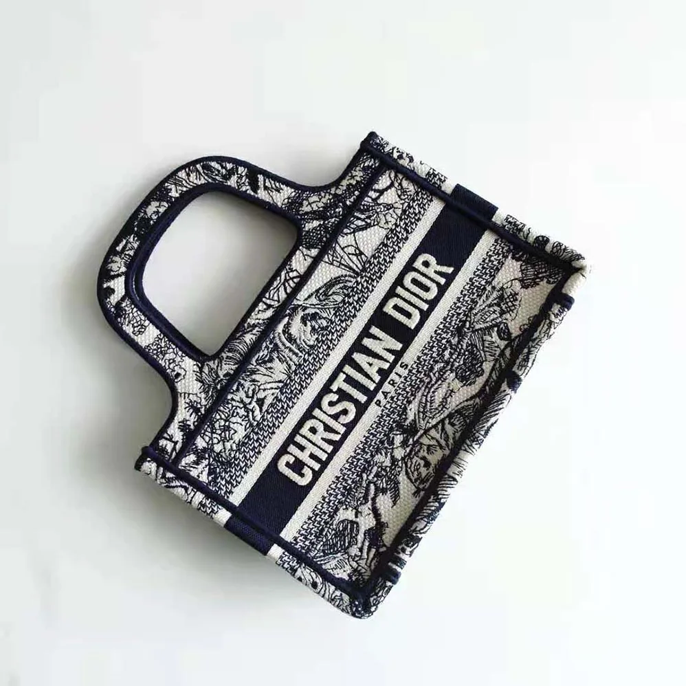 Dior Mini Dior Book Tote Blue Toile de Jouy Embroidery for Women Dior Mini Dior Book Tote Blue Toile de Jouy Embroidery for Women