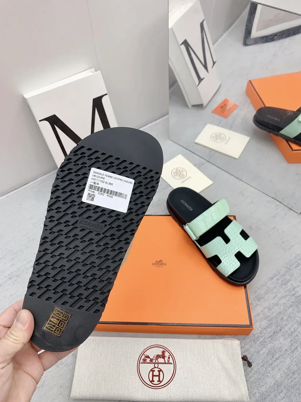 Hermes Chypre Sandal Jade Green Hermes Chypre Sandal Jade Green
