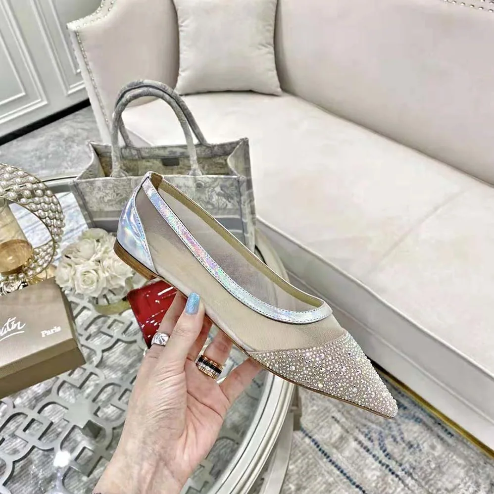 Christian Louboutin Galativi P Strass Flat for Women in Sandy