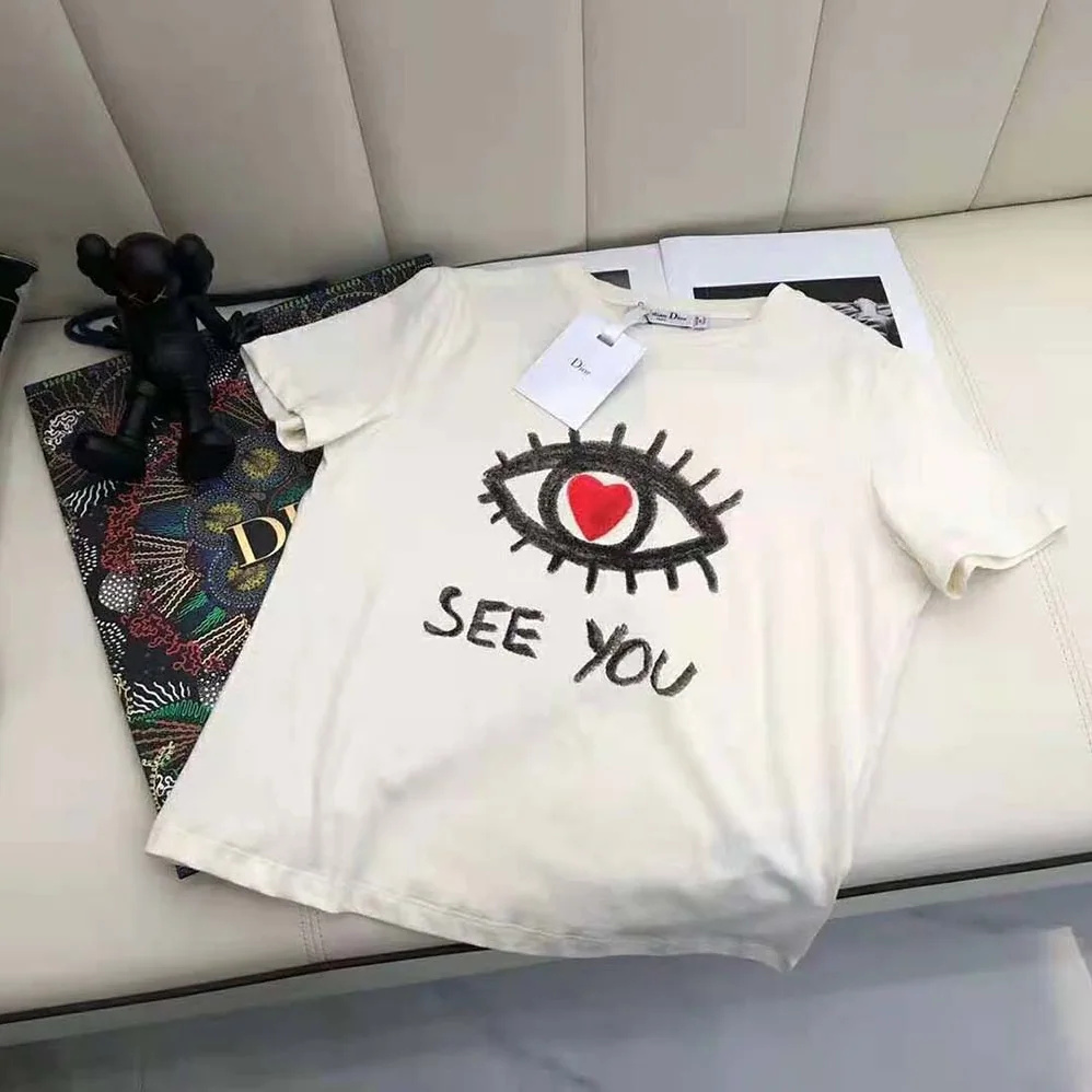 Dior I See You T-shirt Ecru Cotton Jersey and Linen for Women