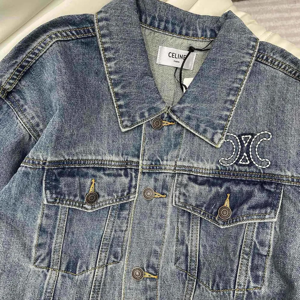 Celine Trucker Jacket in Dark Union Wash Denim for Women