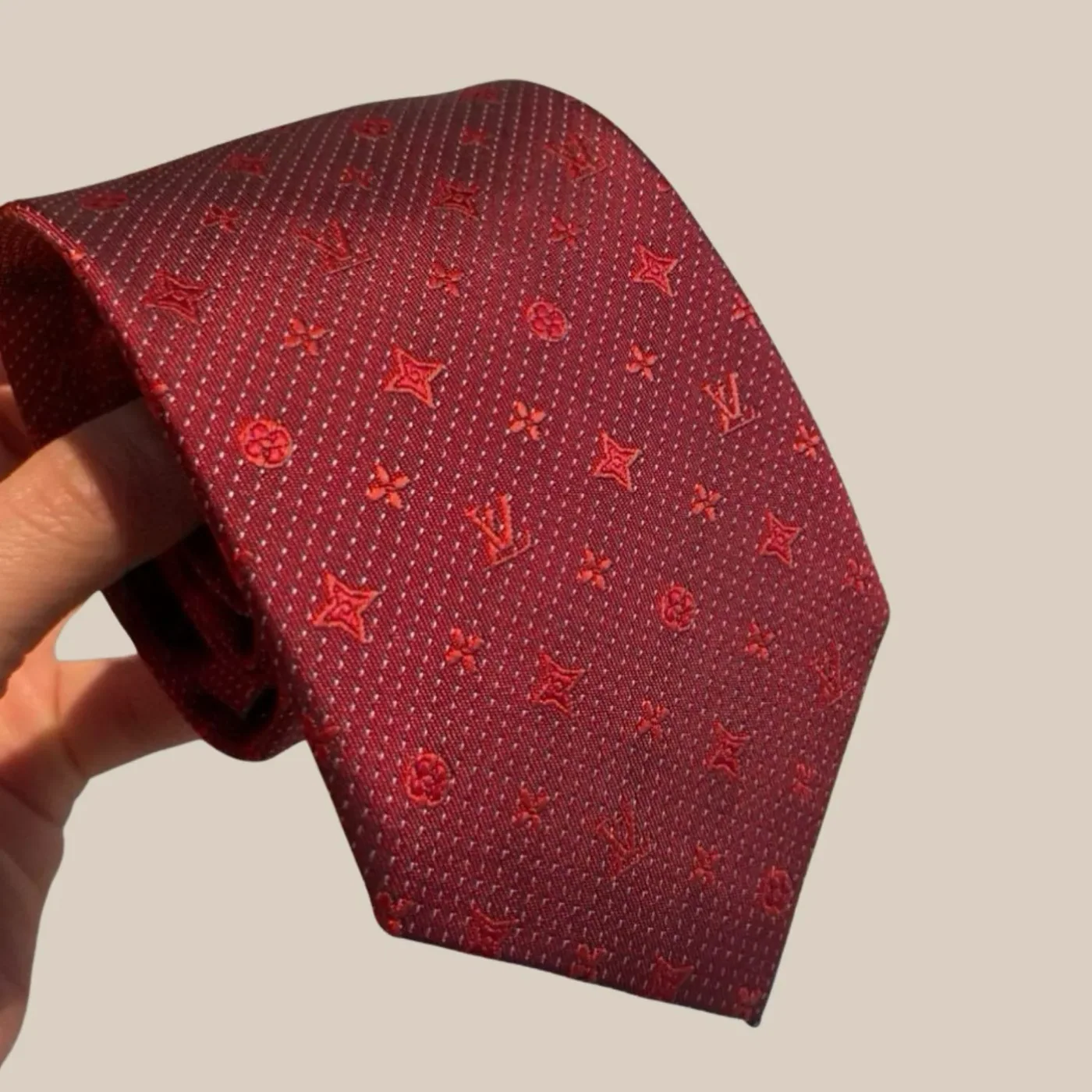 Louis Vuitton Monogram Silk Tie Deep Crimson Red