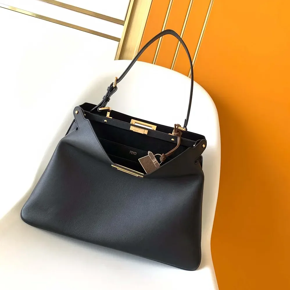 Fendi Peekaboo Soft Large Black Leather Bag for Women Fendi Peekaboo Soft Large Black Leather Bag for Women