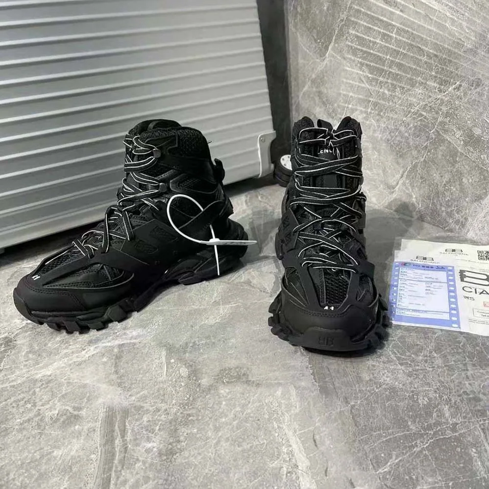 Balenciaga Track Hike Sneaker in Black Mesh and Nylon for Women