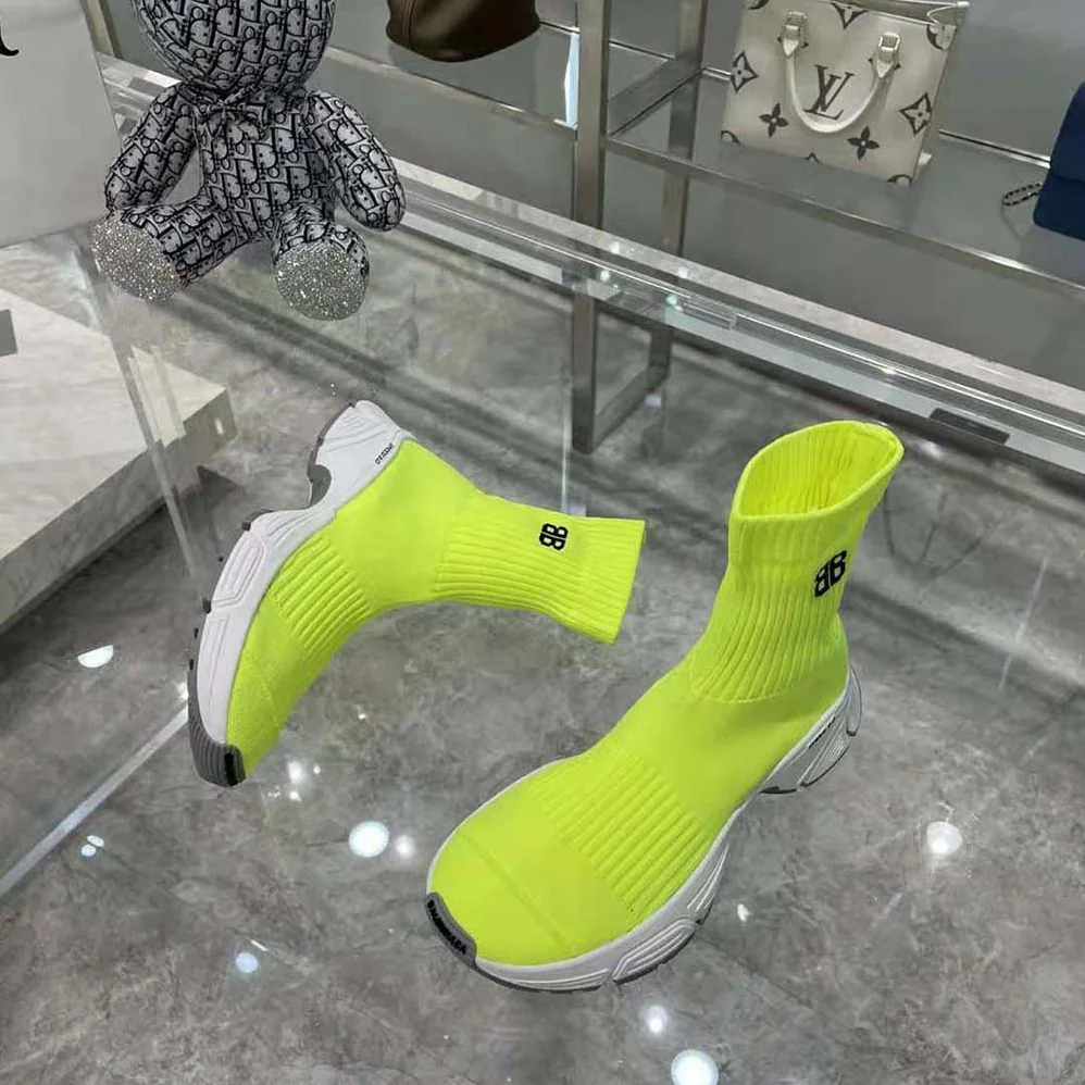 Balenciaga Speed 3.0 Sneaker in Neon Yellow Recycled Knit for Women