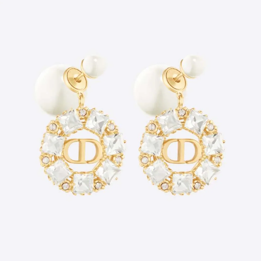 Dior Tribales Earrings Gold-Finish Metal and White Resin Pearls for Women