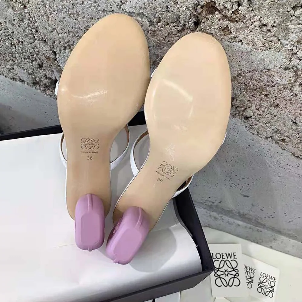 Loewe Soap Sandal in Goatskin 9cm Heel Height for Women in White