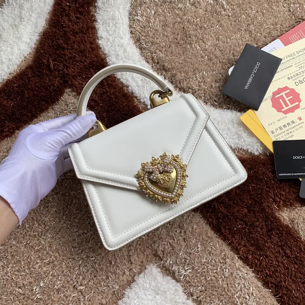 Dolce Gabbana D&G Medium Smooth Calfskin Devotion Bag for Women in White