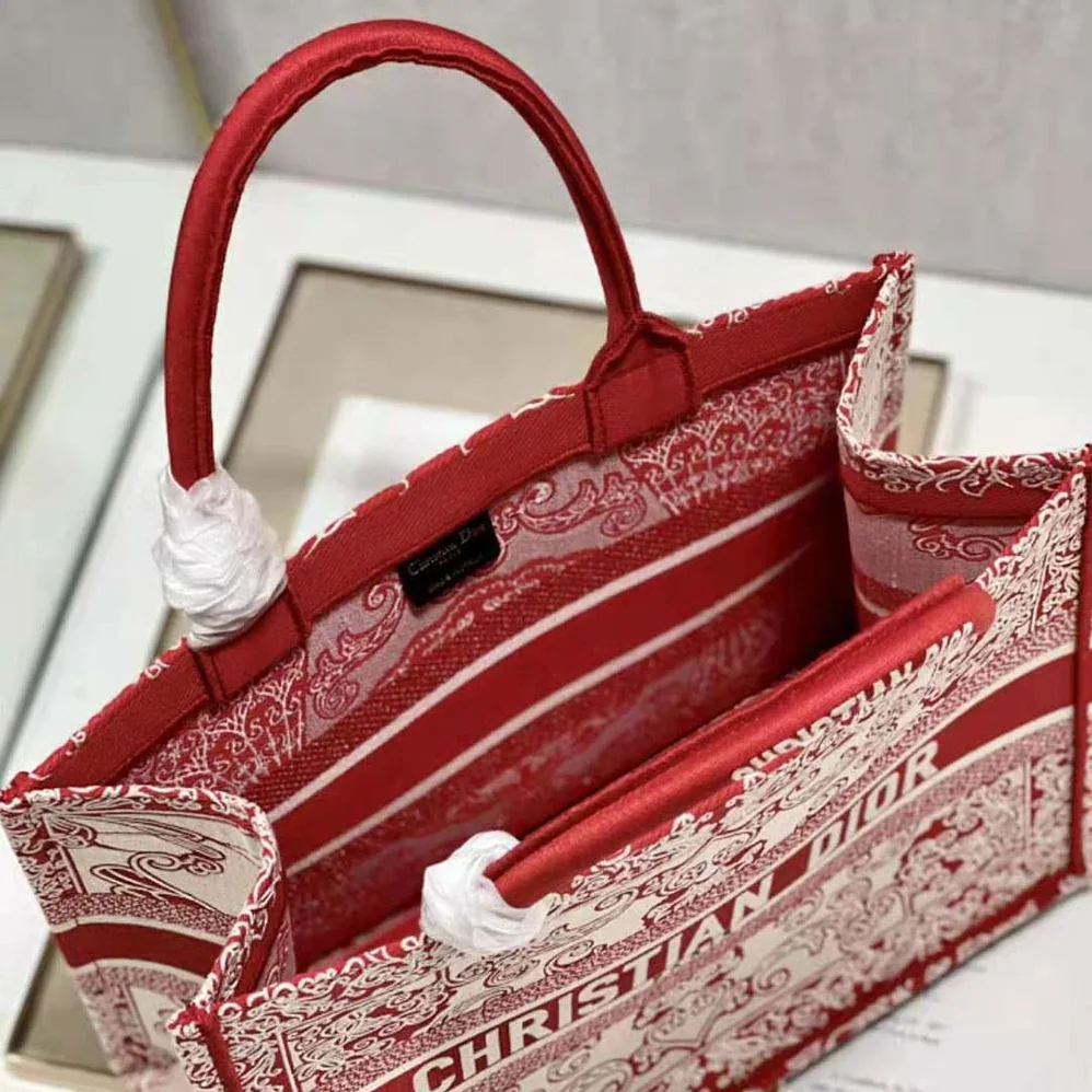 Dior Medium Dior Book Tote White and Red Dior Bandana Embroidery for Women Dior Medium Dior Book Tote White and Red Dior Bandana Embroidery for Women