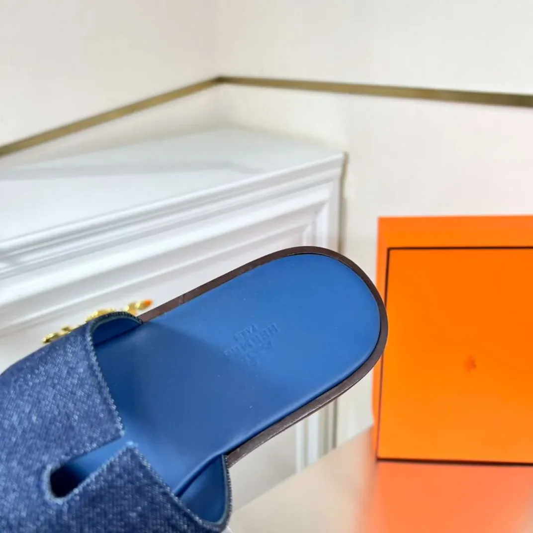 Hermes Oran Sandal Blue Hermes Oran Sandal Blue
