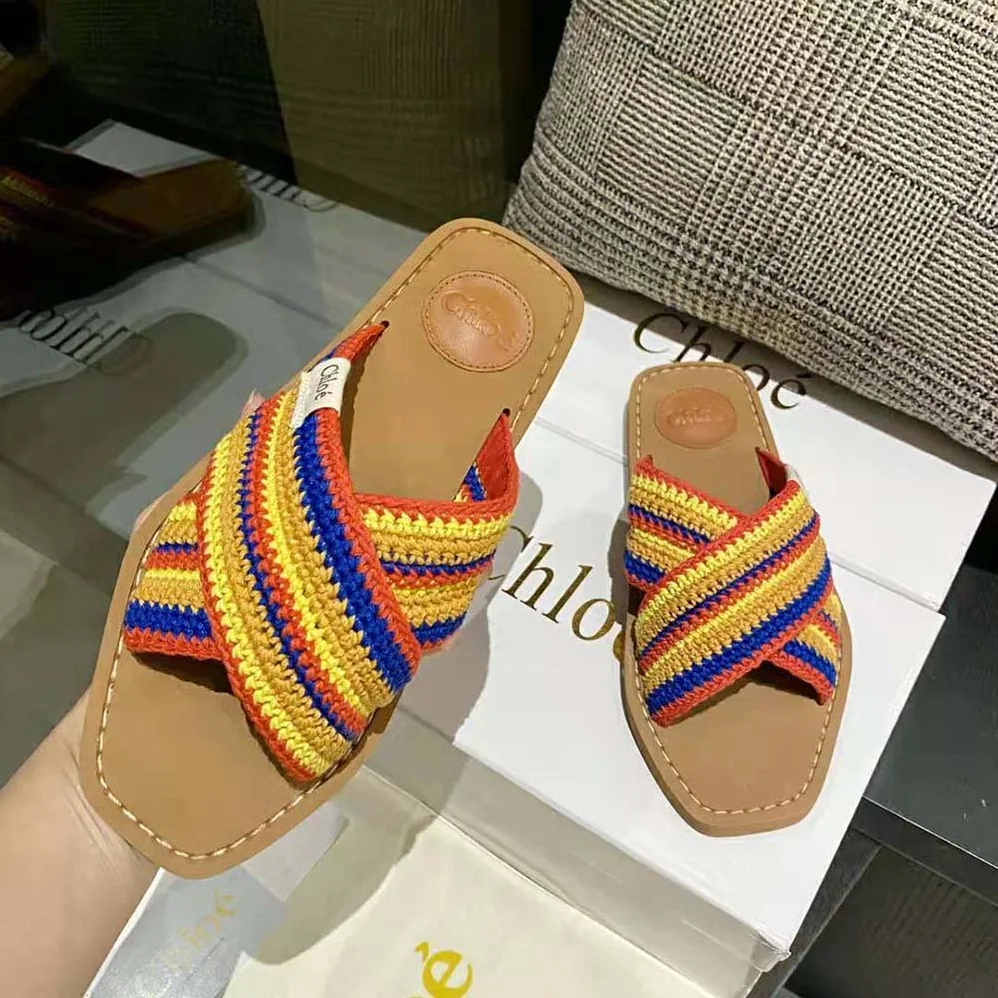 Chloe Woody Flat Mule for Women in Yellow