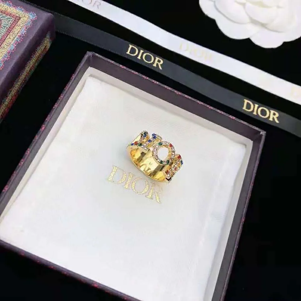 Dior Dio(r)evolution Ring Gold-Finish Metal and Multicolor Crystals for Women Dior Dio(r)evolution Ring Gold-Finish Metal and Multicolor Crystals for Women