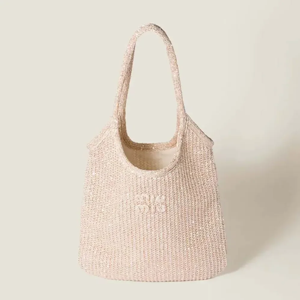 Miu Miu Ivy Sequin Mesh Bag Powder Pink for Women Miu Miu Ivy Sequin Mesh Bag Powder Pink for Women