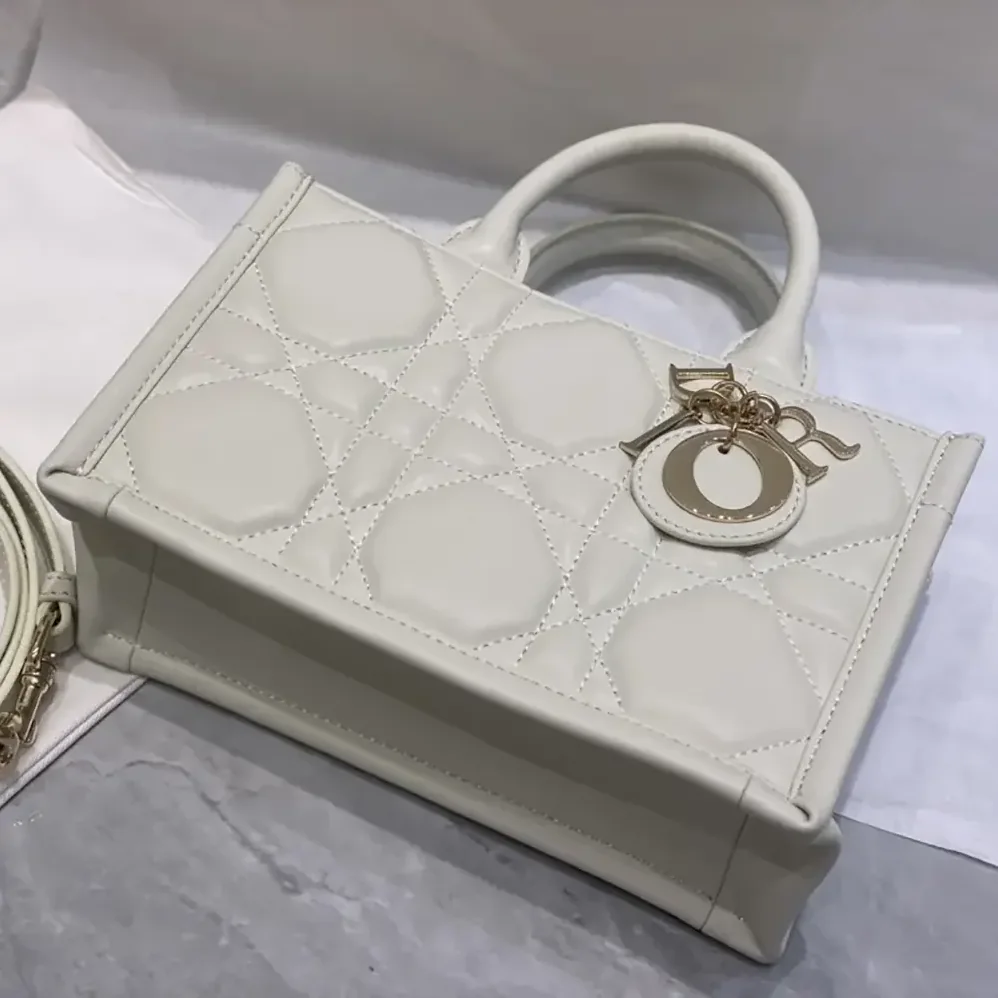 Dior Mini Dior Book Tote Latte Macrocannage Calfskin for Women