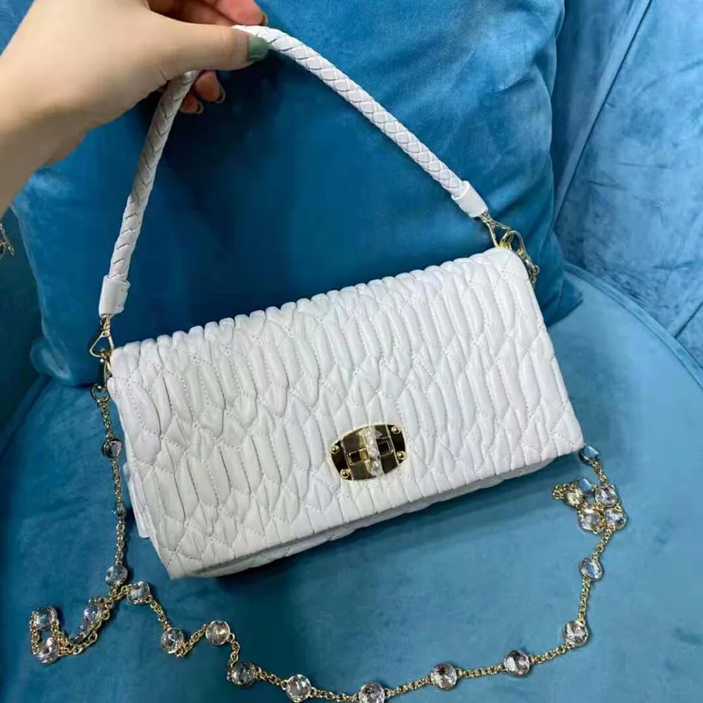 Miu Miu Crystal Cloqué Nappa Leather Bag for Women