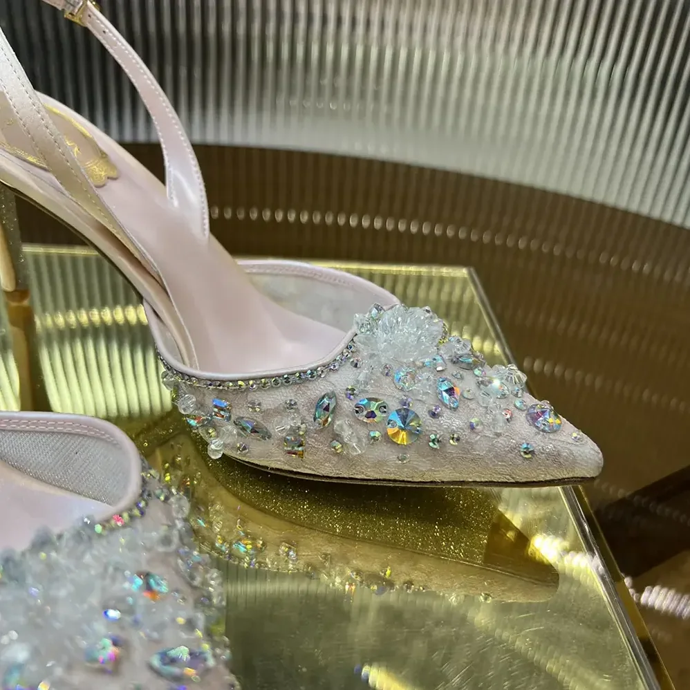Rene Caovilla Pink Slingbacks Cinderella 75 for Women
