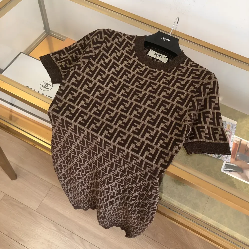 Fendi Brown FF Cotton Dress for Women Fendi Brown FF Cotton Dress for Women