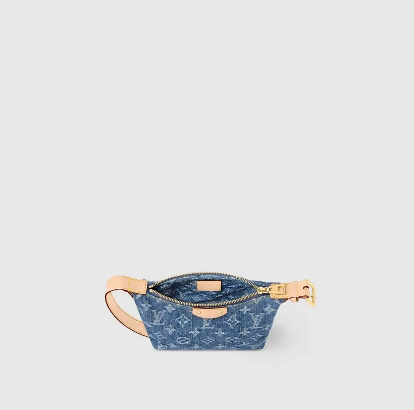 Louis Vuitton Hills Pochette Shoulder Bag in Blue Denim Gold Hardware